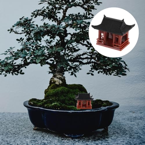 PRETYZOOM Miniature Pavilion Ornament Asian Style Pagoda Sculpture for Bonsai Gardens Tabletop Decor Zen Garden Accessories for Fish Tanks and Miniature Landscapes