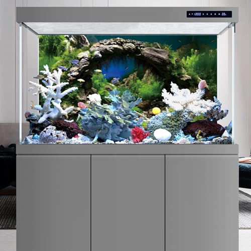 AWERT 72x16 inches Arch Stone Aquarium Background River Bed & Lake Aquarium Vinyl Background Aquatic Plant Fish Tank Background - size: 72x16in/180x40cm