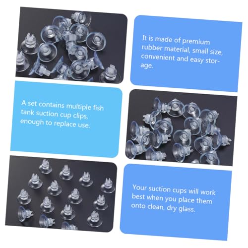 SHINEOFI 18pcs Aquarium Air Pump Airline Tube Holder Clips Rubber Suction Cups Fish Tank Hose Clamps for Aquatic Accessories