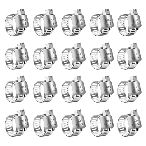 20 Pack Stainless Steel Hose Clamp Adjustable 7/8'' - 1-1/4'' (18-32mm) Worm Gear Hose Clamp,Our Hose Clamps Are Used For Home, Garden and Automotive Hose Connections - size: 20 pcs (7/8'' - 1-1/4'')