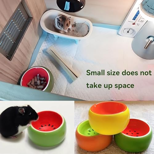 JSLZF Hamster Bowl Ceramic Rat Bowl Small Hamster Food Dish Prevent Knocking Over, Food Splashing and Chewing Feeding Dish for Gerbil Chinchilla Rat Ferret (3 PCS)