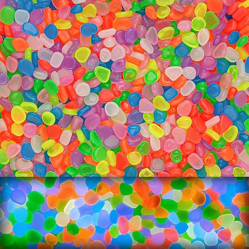 900pcs Glow in the Dark Rocks for Outdoor Garden & Aquarium – Luminous Stones for Landscaping, Pathway, Patio, Driveway, Walkway, Fish Tank, Plant Pots(Multicolor) - color: Multi