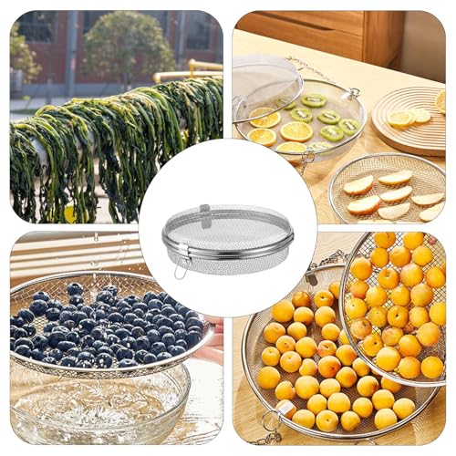 Herb Drying Rack - Stainless Steel Fly Proof Round Drying Net, Large Hanging Dry Rack Basket Sieve | Innovative Design Food Dryings Fishs Net, Fish Mesh Dry Nets for Fruits, Vegetables, Herbs, Fish - color: S