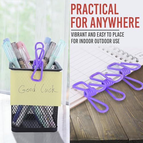 30 Pack Purple Chip Bag Clips for Food - PVC 2 Inch Coated Sealer for Sealing Food - Paper Holder, Clothesline Clip for Laundry Hanging, Kitchen Bags, Multipurpose Clothes Pins - color: Purple