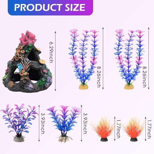 Aquarium Coral Rock Mountain Cave Set Fish Tank Decoration Coral Ornament Aquarium Plant Fish House for Betta Rest Hide