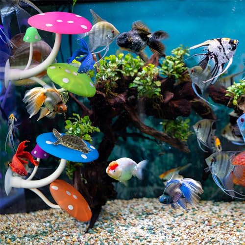 4pcs Betta Fish Leaf Hammock Mushroom Silicone Betta Bed Realistic Betta Resting Spot Betta Aquarium Decor for Small Shrimp Fish Tank Aquarium Decorations - color: 2 Leaf+2 Mushroom