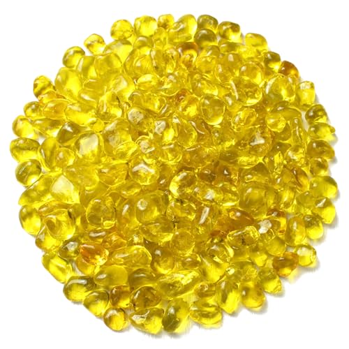 Glass Stones, 1Lb/460g Irregular Sea Glass Pebbles Non-Toxic Artificial Gemstones for Vase Filler/Terrarium Flowerpot Aquarium Turtle Tank Decoration/Handcraft Making, Yellow - color: Yellow