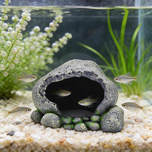 Aquarium Decorations - Artificial Rocks for Betta Fish and Cichlid Hiding Spots, Reptile Rock Bathing Platforms, Lizard Nests