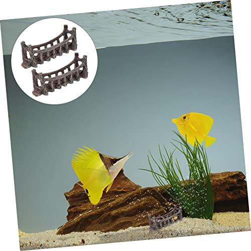 2pcs Aquarium Artificial Bridge Decor Realistic Fish Tank Ornament Small Tank Decor