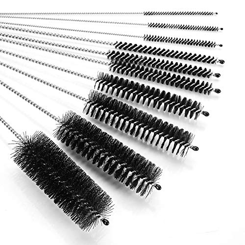CiaraQ Bottle Cleaning Brushes, 8 Inch Nylon Tube Brush Set, Cleaner for Narrow Neck Bottles Cups with Hook, Set of 10pcs