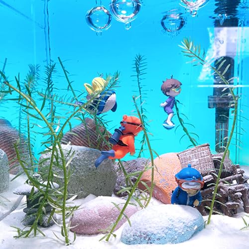 2 Pack Aquarium Decor Artificial Seaweed Water Plants, Extra Large 23.6 Inches Fish Tank Plastic Plants, Tall Fish Tank Decorations with a Aquarium Diver Ornament (Orange) - color: Orange