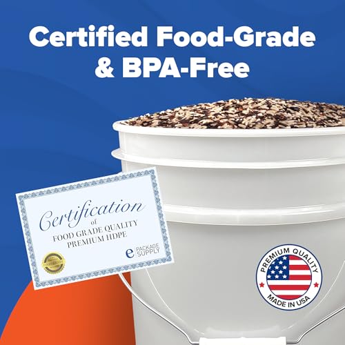 ePackageSupply 5 Gallon Plastic Bucket with Airtight Lid | Food Grade Bucket | BPA-Free | Heavy Duty 90 Mil All Purpose Pail | One 12" Rubber Mallet & One Lid Opener Included | 6 Pack - color: Translucent, size: 6 Packs