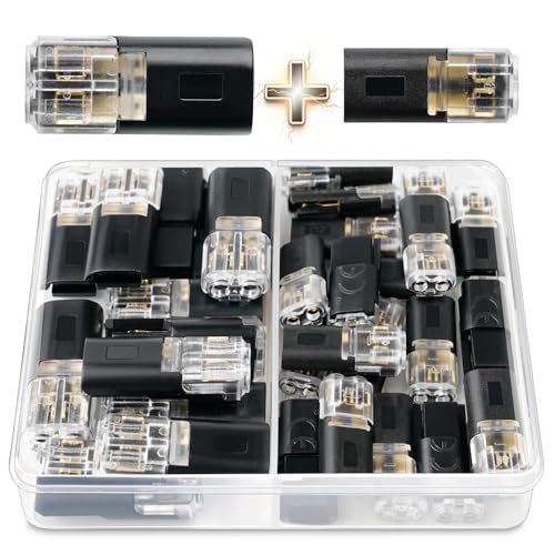 Wire Connectors Kit, Double Wire Plug in Connector, Low Voltage Wire Connector Push-in for Led Light Strip, Quick Connect, Solderless, No Strip, Fits 16 Gauge, 18 Gauge and More for DIY & Repair