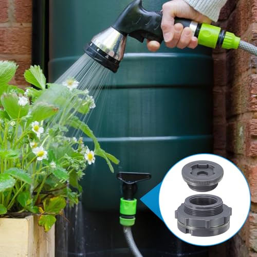 PATIKIL PVC Bulkhead Fitting with Plug NPT1-1/2", Bulkhead Water Tank Connector with Silicone Seal Gasket Garden Hose Fitting with Plug for Rain Bucket, Sinks, Aquariums, Gray