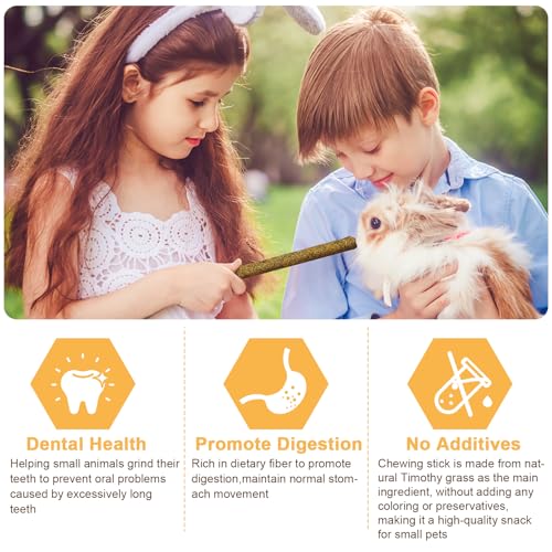 52Pcs Rabbit Chew Sticks, Guinea Pig Toys, Natural Timothy Grass Molar Teeth Stick, Mixing Flowers, Roses, Calendula and Forget Me Not, Small Animals Treats - size: 52Pack-Sticks