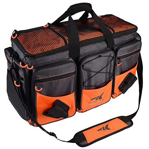 KastKing Fishing Gear & Tackle Bags - Saltwater Resistant Fishing Bags - Fishing Tackle Storage Bags - color: C: Extra-large Hawg (Without Trays, 26.4"x11"x15.4")-Orange
