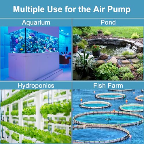 AquaMiracle Quiet Aquarium Air Pump 200/317/475GPH High Pressure Commercial Air Pump Pond Aerator Bubbler Hydroponics Air Pump Oxygen Pump - size: For Tanks up to 600 Gal