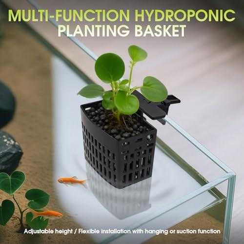 4 PCS Upgraded Aquarium Plant Holder, Adjustable thickness height Fish Tank Plant Holder with 4 Extension Hooks and 4 Suction Cups for Fish Tank Aquaponic Plant Cultivation