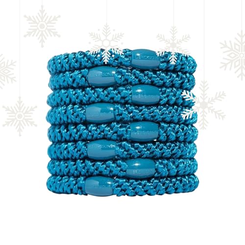 L. Erickson Teal Blue Hair Ties for Thick Hair, Grab & Go Ponytail Holders, 8 Pack, Peacock, Thick No-Crease Bands with Strong Hold, Damage-Free Design, Bold Vibrant Style - color: Peacock