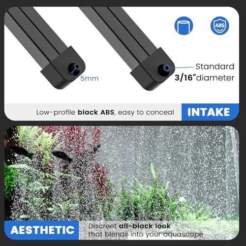 hygger Weighted Nano Mist Bubble Wall Bar, 15.7" Self-Sinking ABS Air Stone Strip with Gentle Oxygen Diffuser for Freshwater & Marine Aquarium, Hydroponics - size: 15.7 Inch