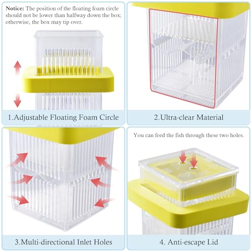 Floating Breeder Box for Fish Tank, Small Fish Tank with Hatchery Incubator and Divider Isolation Box, Fish Tank Separator for Guppy, Betta, Clownfish, Coral, Baby & Injured Fish