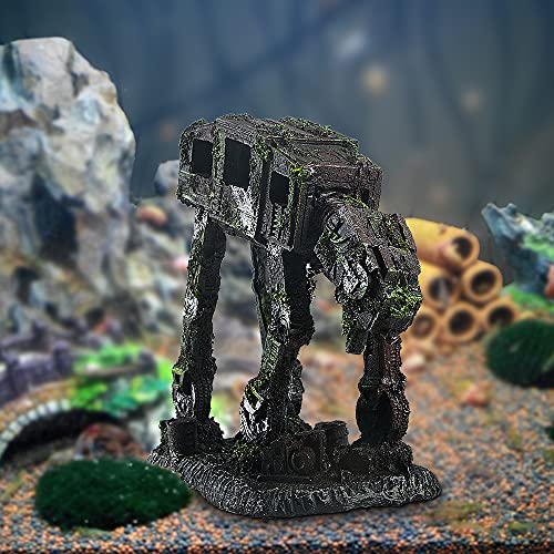 Fish Tank Decorations, Resin Aquarium Decor, Cool Robot Style, Small to Large Fish Tank Ornament Cave for Small Betta Goldfish Shrimp to Swim, Hide, Play, Rest