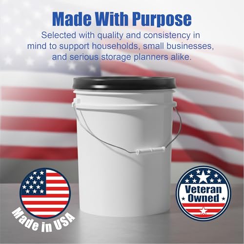 ePackageSupply 5 Gallon Bucket - Food Grade Bucket with Airtight Gamma Seal Screw-On Lid, BPA-Free, Heavy-Duty 90 Mil HDPE Plastic, Bulk Storage, Durable Container, Made in USA, White/Black, 3 Packs - color: White/Black, size: 3 Packs