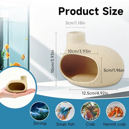 FlidRunest Aquarium Decor Cave Betta Fish Aquarium Accessories Ornaments Hiding Cave Chimney House Hideout for Shrimp Cichlid Hermit Crab, Octopus Hiding Breeding for Tank