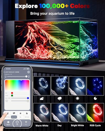 Pawfly Aquarium Light, 6 W Bluetooth Fish Tank Light, Full Spectrum Clip On Aquarium Lights for 1-5 Gallon Tanks, USB 24/7 LED Lights with Timer & Adjustable Brightness (Adapter Not Included)