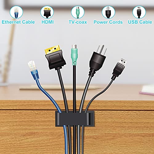 Cable Management Clips, Large Cord Clips for Under Desk Wire Management, Adhesive Organizer Multiple Cord (Computer/PC, Network, TV, Ethernet) Black 20 PCS - color: Black, size: X_Large