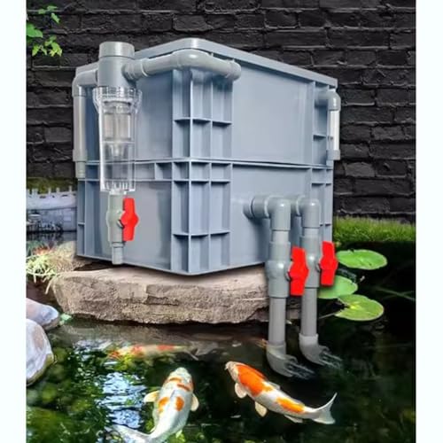 Aquarium Filter,Large Aquarium Filter Kit for Ponds & Fish Tanks - Multi-Stage External Water Filter with Oxygenation, No Pump Required, Ideal for Clear Water & Healthy Fish - size: 40x30x34cm-B