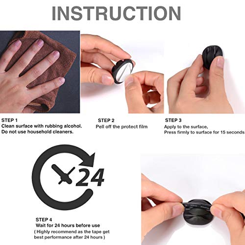 OHill 16-Pack Black Cord Organizer - Adhesive Cable Clips Holder for Desk, Wall, Car - Wire Management Clips for iPhone Charger, USB, Computer Cables -Cord Keepers with Strong Sticky Backing - color: Black, size: ‎16-Pack
