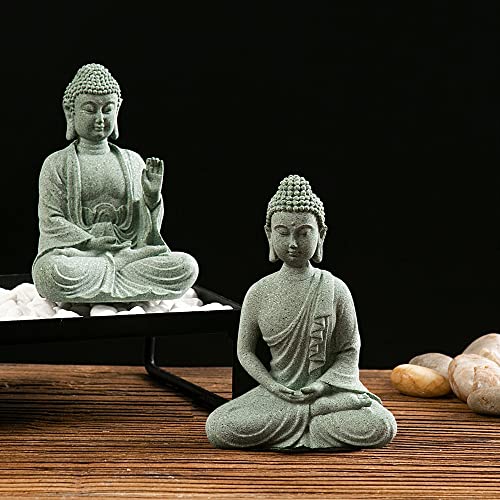 livelyfish Fish Tank Buddha Statue Japanese Aquarium Decorations Meditation Sandstone Buddha Statue Ornaments Betta Pet Fish Tank Asian Decorations,C - size: C