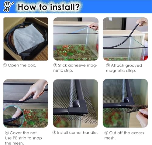 Aquarium Anti-Jump Cover， Square Terrarium Top Covers Anti-Fish Jump Net with Corner Handles(L25xW20cm) - size: L25xW20cm