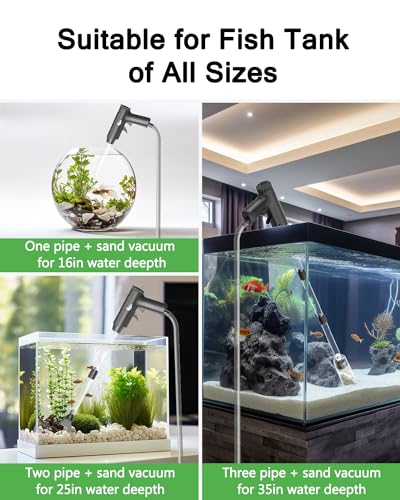 AQQA Aquarium Gravel Cleaner, 4-in-1 Upgrade Suction Power Manual Fish Tank Gravel Vacuum Cleaner Tools for Aquarium Water Changer with Water Flow Adjustment Use for Fish Tank Cleaning Gravel Sand - size: 4-in-1 Aquarium Gravel Cleaner