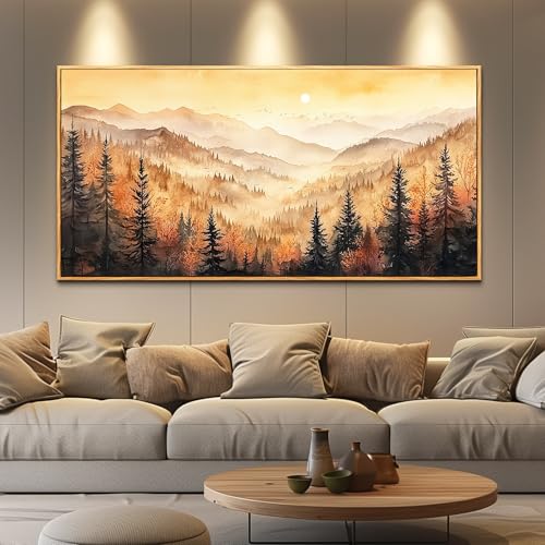 FUHAIHUA Large Wood Framed Wall Decor For Living Room Canvas Wall Art For Office Modern Wall Decorations For Bedroom Forest Landscape Painting Farmhouse Pictures Artwork Room Home Decor 24x48 In - color: Forest Landscape Wood Framed, size: 48"L x 24"W