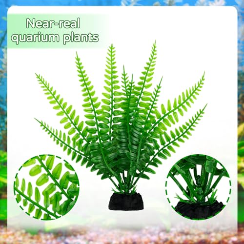 QUOZUO Aquarium Decor, 10pcs Fish Tank Decorations Aquarium Plants, Green Fish Tank Accessories, Mini Fish Tank Plants Plastic Decoration for Aquariums