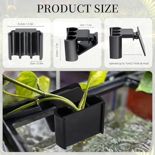 2 Pack Hanging Aquarium Plant Holder – 3 Holes Aquatic Plant Cups, Fish Tank Holder for Aquatic Plants, Ideal for Aquarium Tank Decoration(Black) - color: Black,2 Pcs