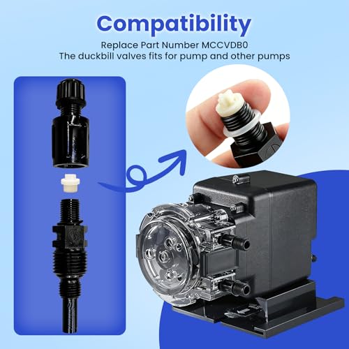 12 PCS MCCVDB0 Check Valve Duckbill Replacement for Stenner Pumps 45 85 100 170 Series, Santoprene Duck Bill Valves for Peristaltic Pump Tube MCCP202, Regular Maintenance Parts