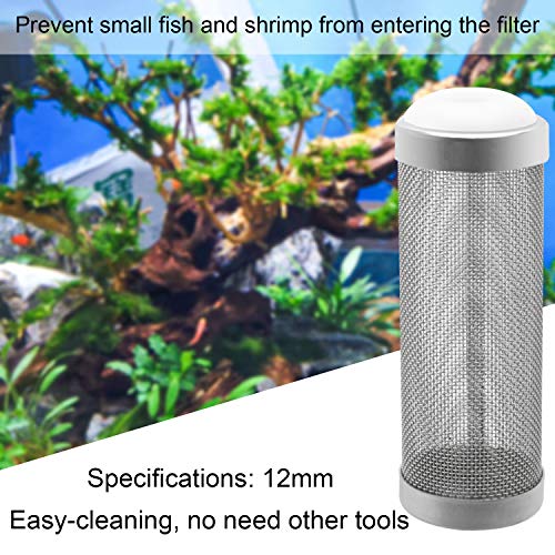 12mm Stainless Steel Aquarium Filter Inflow Inlet Basket Mesh Shrimp Guard for Aquarium Percolator with Fish Pre-Filter Intake Sponge Cover - size: 12mm