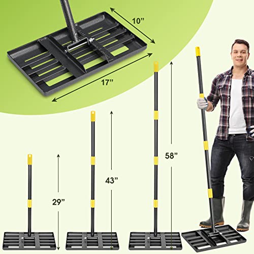 Lawn Leveling Rake,17"x10" Lawn Leveler Tool for Lawns with 5FT Ergonomic Handle,Heavy Duty Leveling Rakes for Lawns,Yard Garden Golf Course, Ease Level Soil Sand Dirt Surfaces… - style: 5 FT