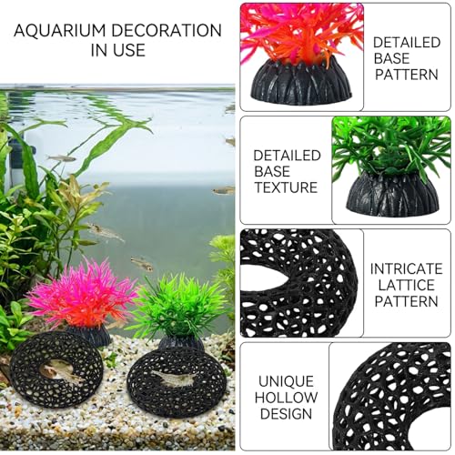 4PCS Shrimp Hides for Aquarium, Natural Shrimp Hide and Shrimp Cave Decorations, Four Aquarium Decorations for Shrimp Tank, Two Shrimp Caves and Two Grass Decorations