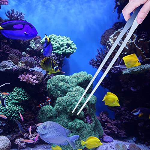 2PCS Long Tweezers, 15 inch Curved Aquascaping Tools, Stainless Steel Feeding Tongs Aquascape Tools, Aquarium Tweezers for Aquarium Reptile, Plant, Snakes, Lizards, Coral Feeder