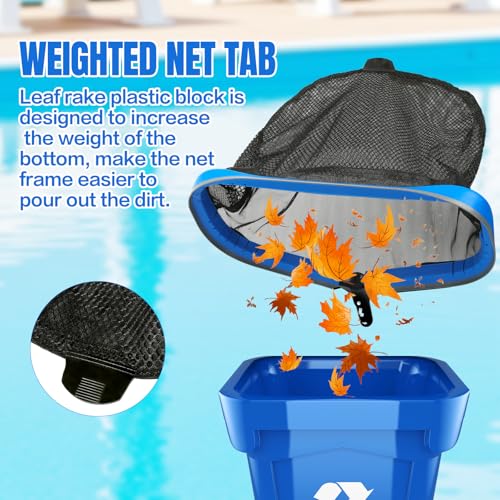 joyhalo Pool Skimmer Net with Pole,Upgraded Extra Wide Scoop Edge, Swimming Leaf Rake with 2.5FT-10FT Adjustable Aluminum Pole for Cleaning Leaves, Debris - color: Gray