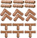 Drip Irrigation Fittings Kit for 1/2" Tubing, 18 Pieces Set Barbed Connectors - 6 Tees, 6 Couplings, 6 Elbows - Drip Line Parts (17mm .600" ID) Half Inch for Garden Sprinkler Systems - color: 18 Pieces Set