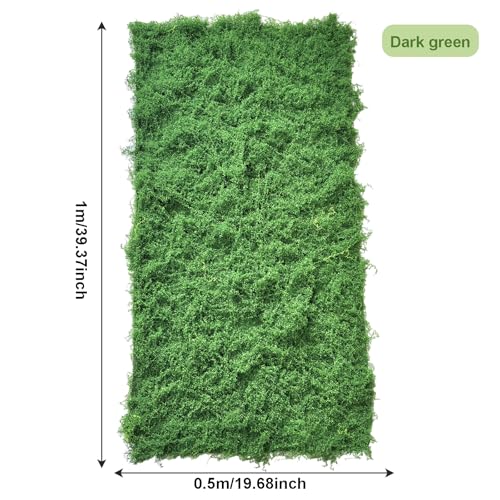 Fake Moss for Crafts 19.68" x 39.37" Artificial Moss for Indoor Plants Decorating Dark Green Faux Grass for Planters Crafts DIY Table Centerpieces Fairy Garden Floral Wedding 50 x 100cm - color: Green