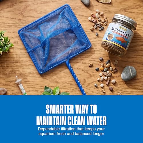 Penn-Plax Quick-Net Aquarium Fish Net - Fine Mesh, Vinyl-Covered Braided Handle - Small Aquarium Cleaning Tool for Gentle Fish Handling - Use in Freshwater & Saltwater Tanks - color: Blue, size: 6" Net - 10" Handle