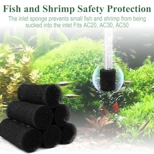 6 Pack Aquarium Pre Filter Intake Sponge Replacement for Fluval AC20/AC30/ AC50 Power Filter, for Use in Freshwater & Saltwater Aquariums