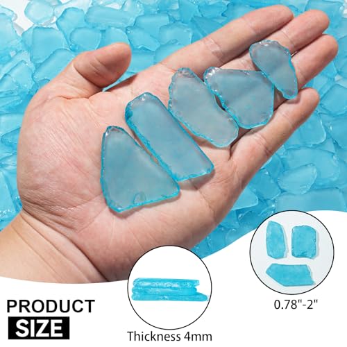 Keedolla Tumbled Sea Glass for Crafts - 10 OZ Ice Blue Seaglass Pieces Flat Frosted for DIY Art Crafts, Vase Filler, Beach Weddings, Aquarium and Home Decor - color: Ice Blue, size: 10 OZ / 0.63 LB