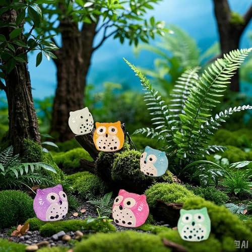 FEXIA 30pcs Mini Resin Owls Collection Mini Resin Animals to Hide Tiny Glow in the Dark Figures for Aquariums Dollhouses Fairy Garden Accessories - color: Owl-30pcs